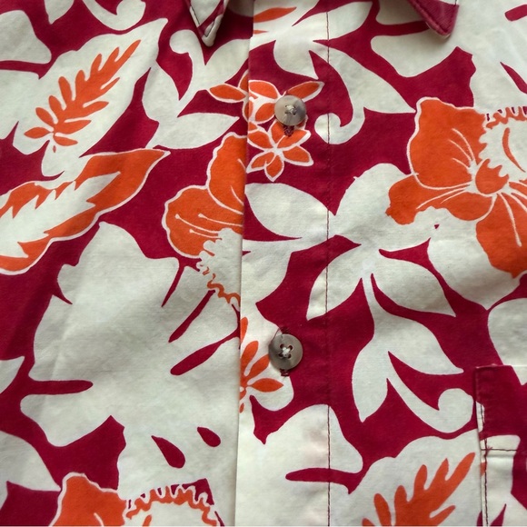 Campia Moda Men's Short Sleeve Hawaiian Shirt Cotton, XL, Tropical Orange Red - Picture 3 of 5